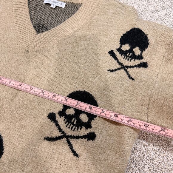 Y2K Goth Grunge Skull V-Neck Sweater - Size S - Picture 6 of 9